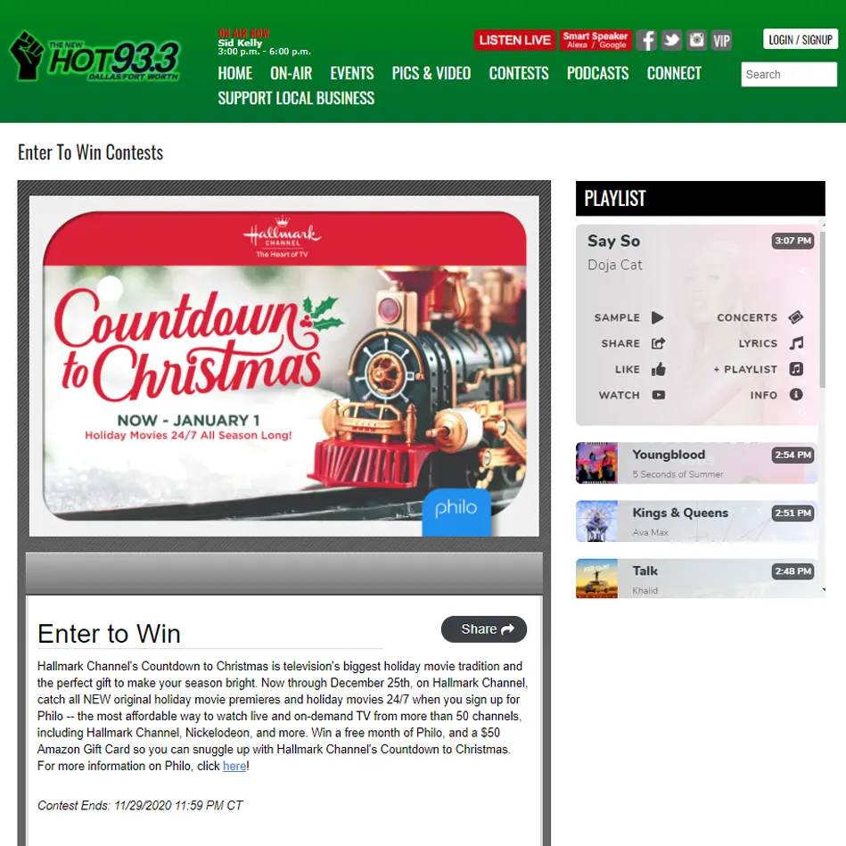 Philo & Hallmark | "Countdown To Christmas" | KLIF Web Post
